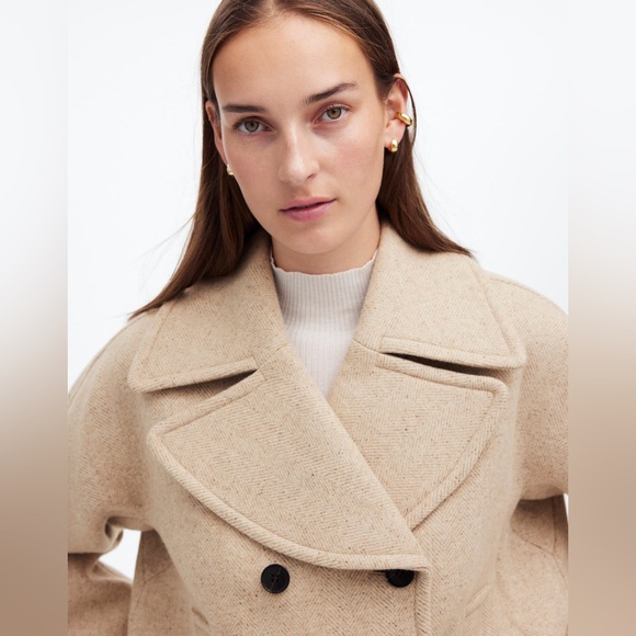 Madewell Cream Double-Breasted Peacoat - Picture 4 of 8
